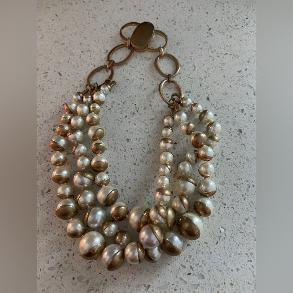 Pearl and Gold ball necklace